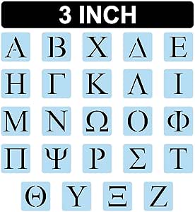 greek alphabet letters stencil kit reuasable 3 inch paint your own custom sign 24 letters arts crafts sewing