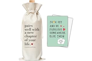 CHANUAN New Chapter Of Your Life Wine Gift Bags, New Job Wine Bag For Wine Bottles, New Beginning Gifts For Leaving Coworker, Going Away, Work Bestie, Farewell, 1 Wine Bag With 1 Coworker Leaving Card (A25)
