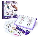 Claire’s Light-Up Fashion Designer LED Tracing Tablet - 330-Piece Arts & Crafts Kit| Fashion Templates, Stickers, Colored Pencils & Paper| Kids Coloring & Drawing Board Activity| Girls Toy Gift|Age 8+