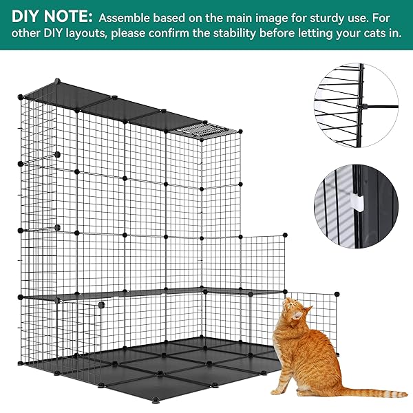 YITAHOME INDOOR CAT CAGE 2 TIER KITTEN CAGE, VERSATILE DIY PLAYPEN FOR CATS, SMALL ANIMALS, FOR HOME, RV TRAVEL, AND CAMPING