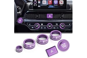DvlynAuroa for Honda Civic Accessories 2022-2026, CRV/HRV/Acura Integra 2023-2026, Accord 2023-2025 & ADX 2025, 7PCS Aluminum Alloy Knob Cover Set (Purple) Fits 9-inch Screen with 1 Radio Knob
