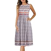 ETOSELL Womens Soft Breathable Nightgown Sleeveless Sleepwear Lounge Wear With Pockets Casual House Dress for Sleeping