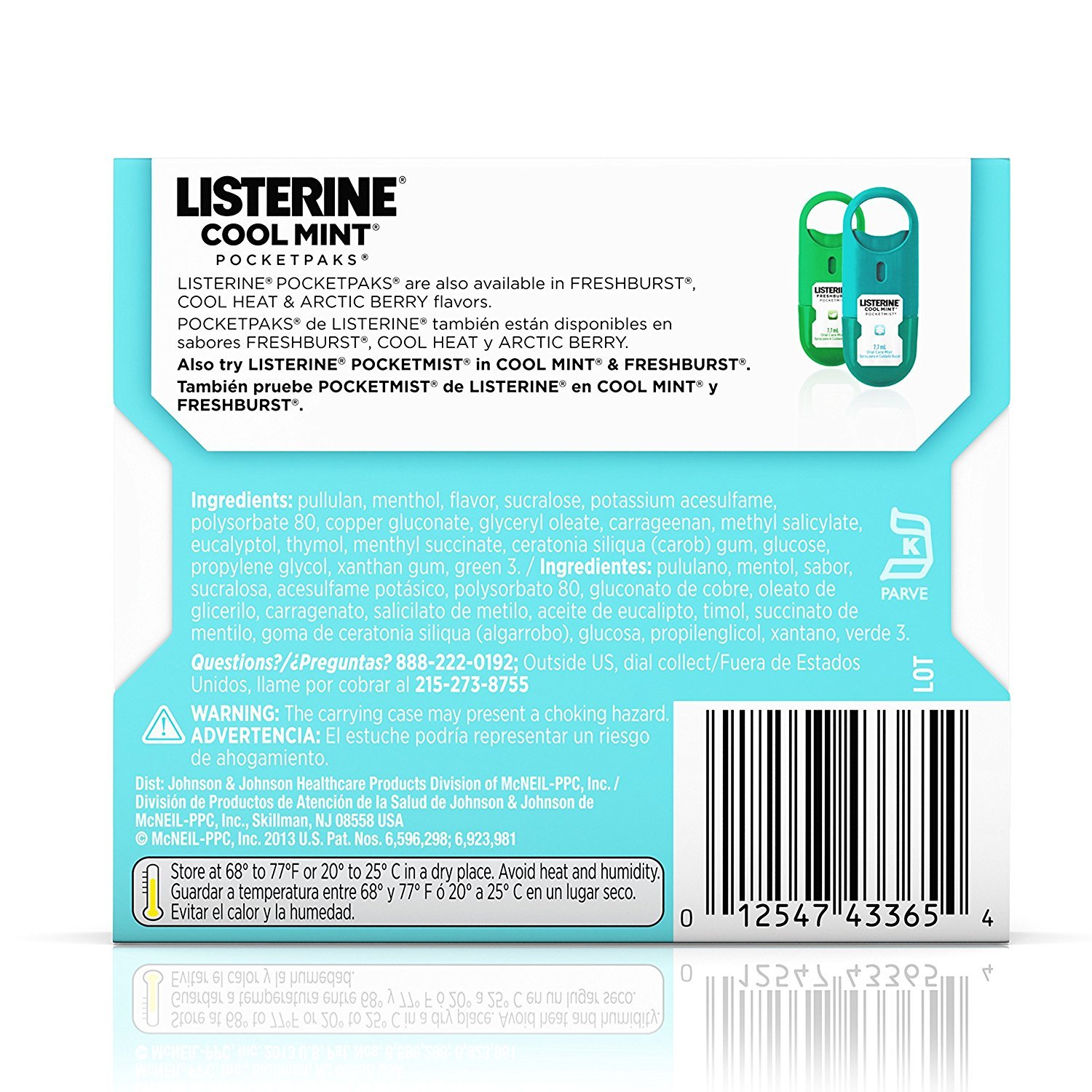 Listerine Cool Mint Pocketpaks Breath Strips Kills Bad Breath Germs, 24