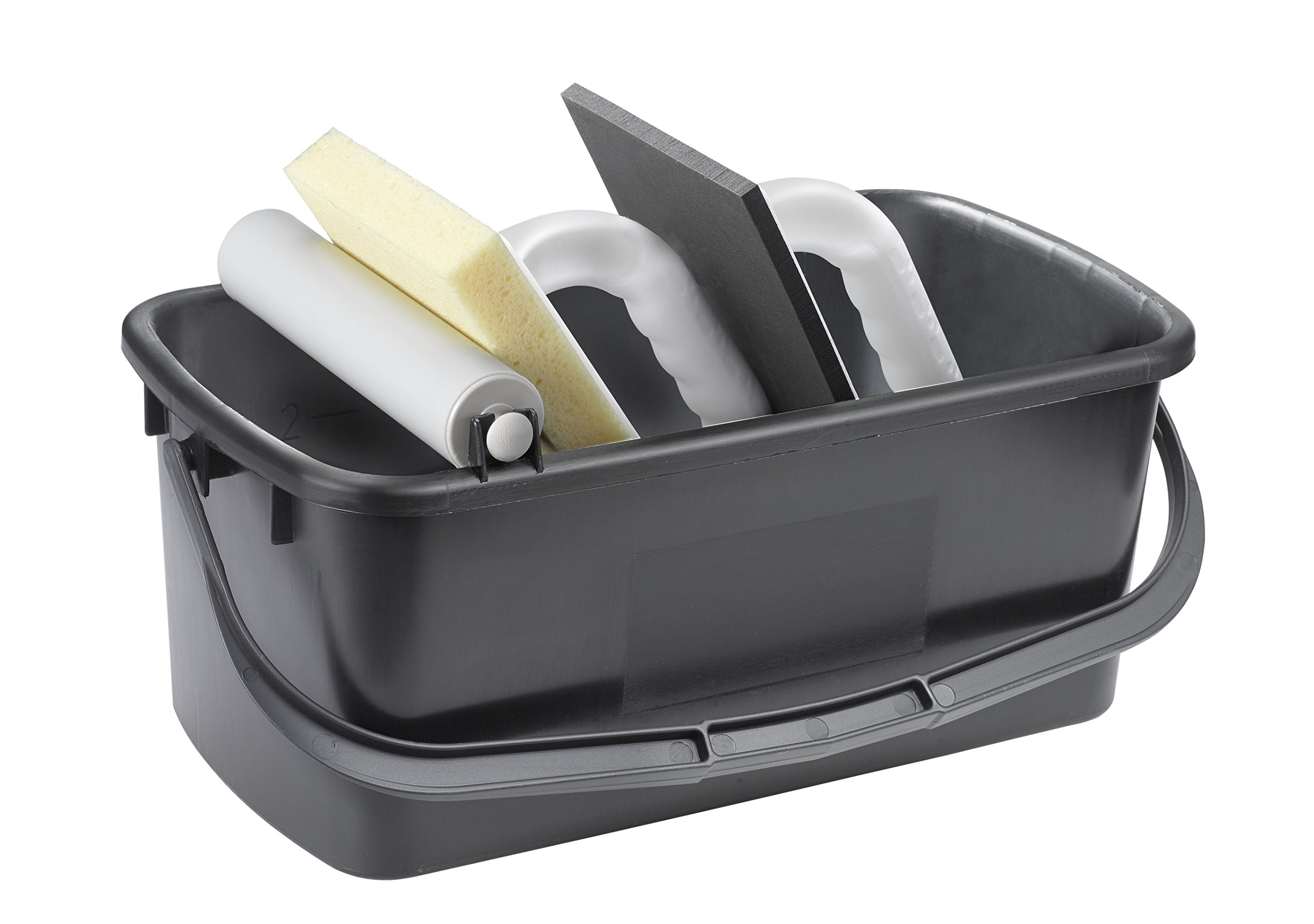 KWB Professional Tile SETTER'S WASH KIT 3-Piece - 10 L WASH Bucket with Wringer, 1X Cell Rubber Sponge Board, 1X PLASTERING Board with HYDROSPONGE PAD, Made in Germany