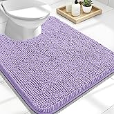 OLANLY Toilet Rugs U-Shaped 24x20, Extra Soft Absorbent Chenille Contour Bathroom Rugs for Toilet, Dry Quickly, Machine Washable, Non-Slip Bath Mat, Lavender