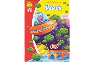 School Zone - Mazes Workbook - 64 Pages, Ages 4 to 6, Preschool, Kindergarten, Maze Puzzles, Wide Paths, Colorful Pictures, P
