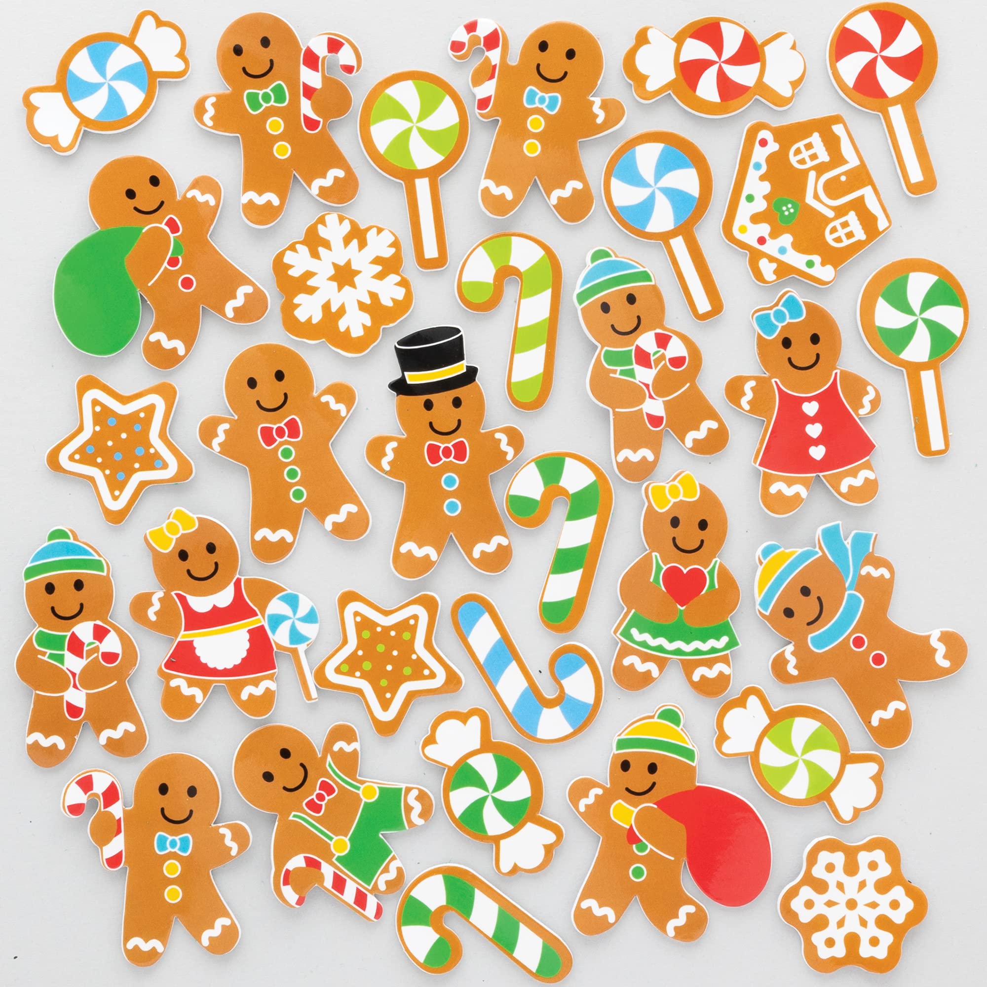 Baker Ross FC195 Gingerbread Foam Stickers - Pack of 200, Kids Stickers, Ideal for Children's Arts and Crafts Projects, Great for Card Making and Scrapbooking