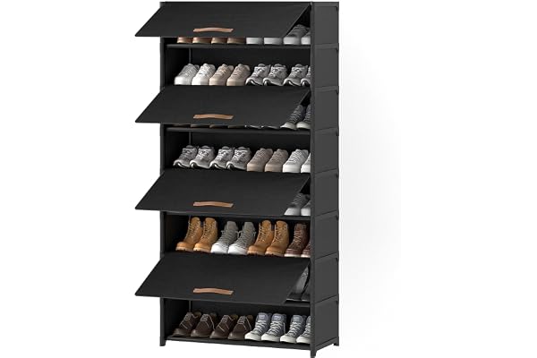 UNITSTAGE Shoe Rack, 9 Tier Shoe Storage Cabinet with Door 36 Pair Plastic Shoe Shelves Organizer for Closet, Entryway, Hallw