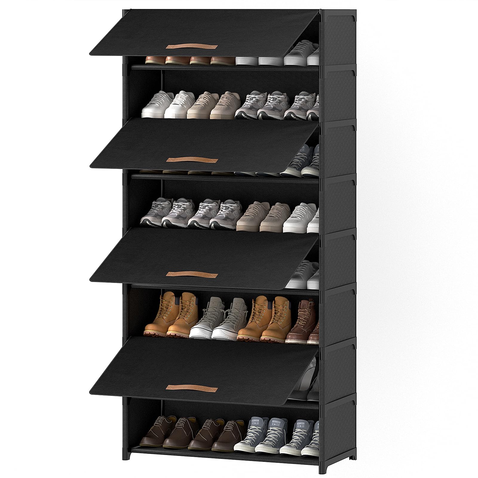 Photo 1 of UNITSTAGE Shoe Rack, 9 Tier Shoe Storage Cabinet with Door 36 Pair Plastic Shoe Shelves Organizer for Closet, Entryway, Hallway, Bedroom, Black