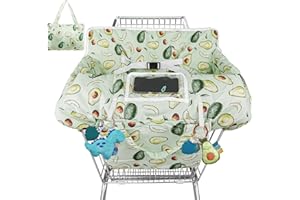 WRUZBXCN Shopping Cart Cover for Baby High Chair Cover Grocery Cart Cover for Baby Girl Boy Toddler Green Avocado Print Portable Shopping Cart Cover with Safety Harness