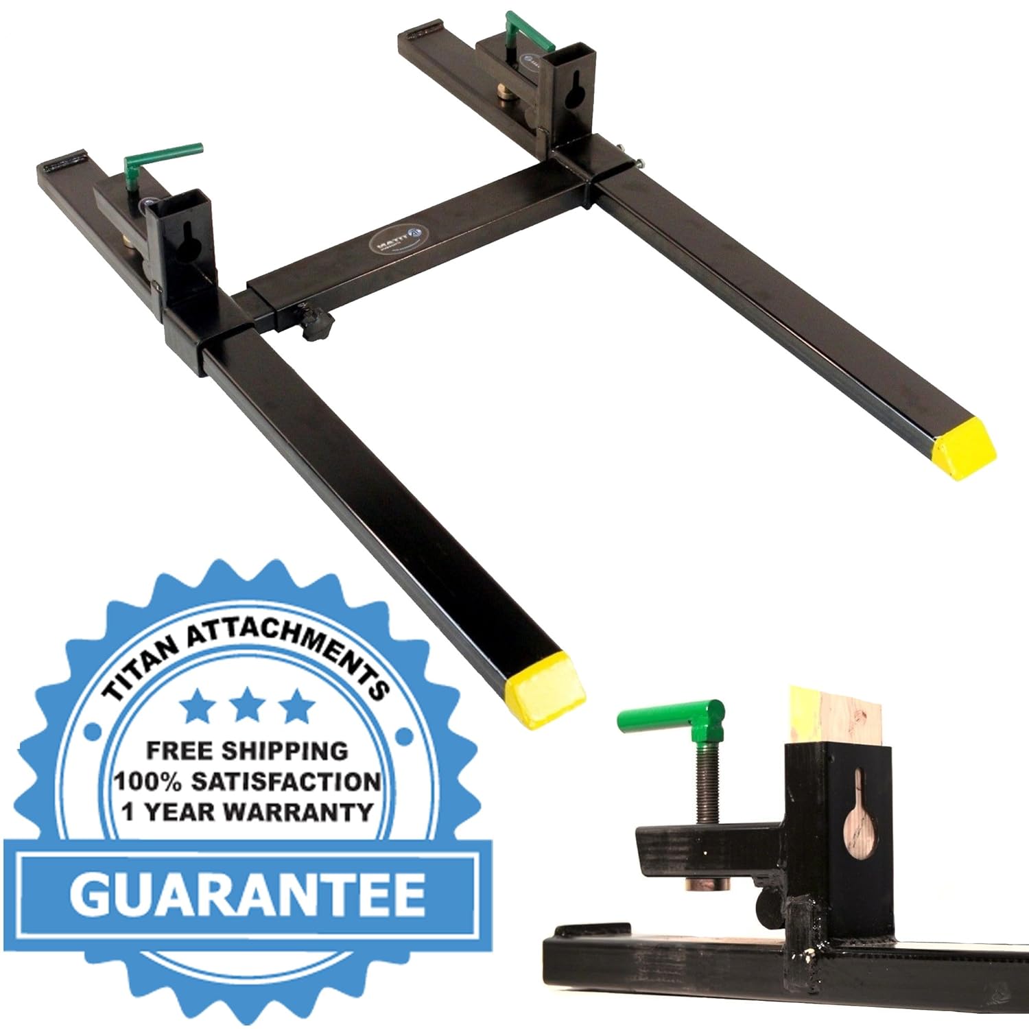 Titan Clamp on Heavy Duty Pallet Forks and adjustable