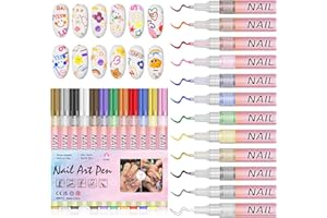 XINGXYUEL 12 Colors Nail Art Pens Set Nail Polish Pens for Nail Art Design Acrylic Paint Nail Art Markers Drawing Painting Nail Art Graffiti Pen Quick Drying Waterproof 0.7mm