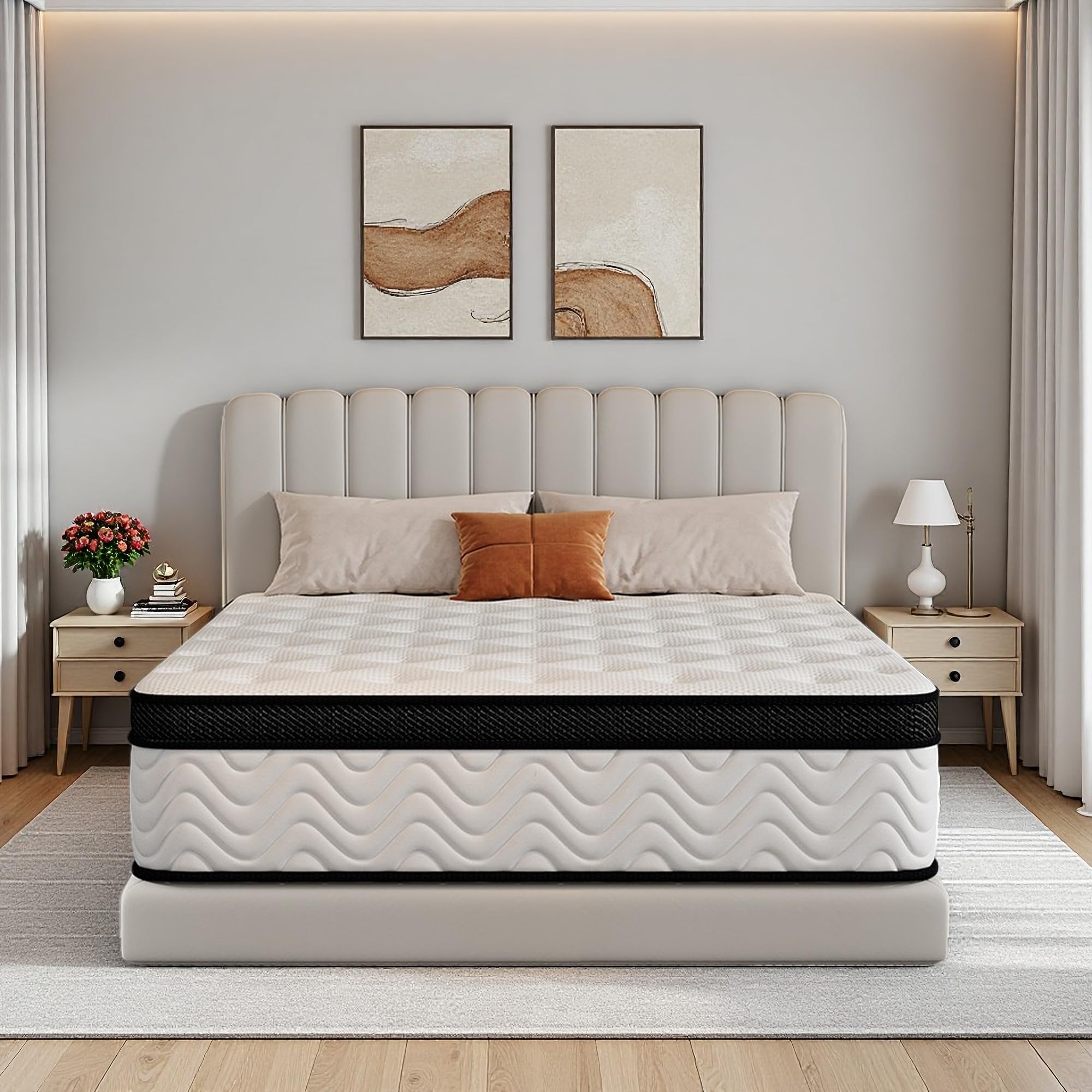 Photo 1 of Nelaukoko Queen Mattress, 12 Inch Queen Size Hybrid Mattress in a Box with Pocket Springs and Memory Foam, Motion Isolation and Edge Support, Medium Firm, CertiPUR-US Certified