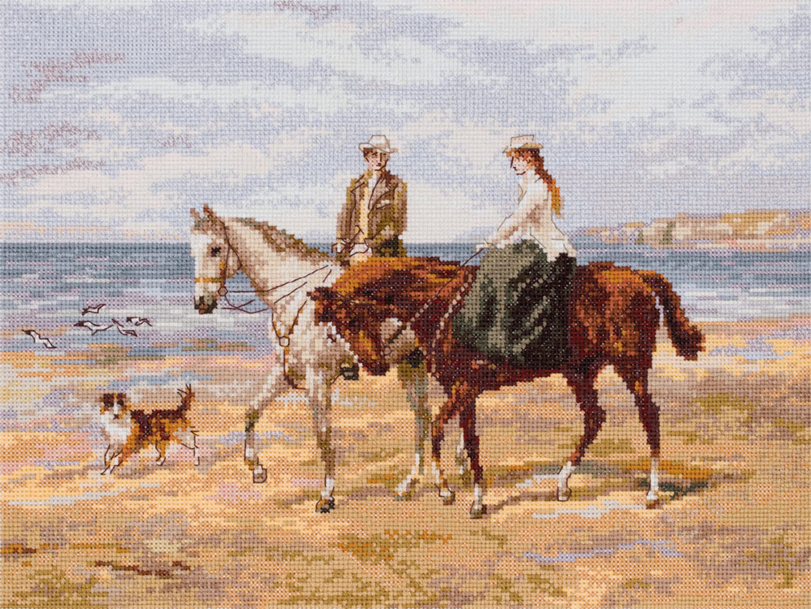 PANNA - Counted Cross Stitch Kit - Embroidery Kit - VH-7170 - Pre-Sorted Threads - Riders on The Shore - Aida - 12 x 9 Inch - DIY Kit — image 1