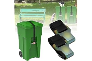 Wuno Shop 2 Pcs Trash Can Lid Lock for Raccoons, Bear Proof Garbage Can Locks for Animals, Strong Outdoor Trash Bin Bungee Cord Strap, Locking Trash Can During Strong Winds-Black