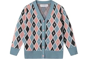 Mud Kingdom Little Boy Knitted Cardigan Solid V-Neck and Button Down Sweater Long Sleeve Fall Knit Outerwear