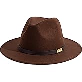 Gossifan Fedora Hats for Men Wide Brim Panama Hat with Classic Belt