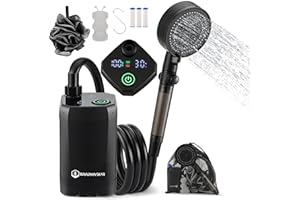Brarvagur Upgrade Outdoor Portable Camping Shower, 6000mAh Rechargeable Electric Shower Pump with Multifunctional Handheld Filter Shower Head, Suitable for Rinsing, Hiking, RV Travel, Beach Vacations