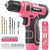 Hi-Spec 8V USB Power Drill Driver Bit Set with Hanging Kit for DIY, Pink | faster bit changes, labeled storage, cleaner drilling and driving, portable case, workshop-ready layout, organized storage