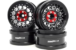 HOBBYSOUL 2.9 Beadlock Wheels Adjustable Offset Rims Black Color for 1/6 RC Mud Crawler Truck Axial SCX6 Trail Upgrade Parts, HS701470