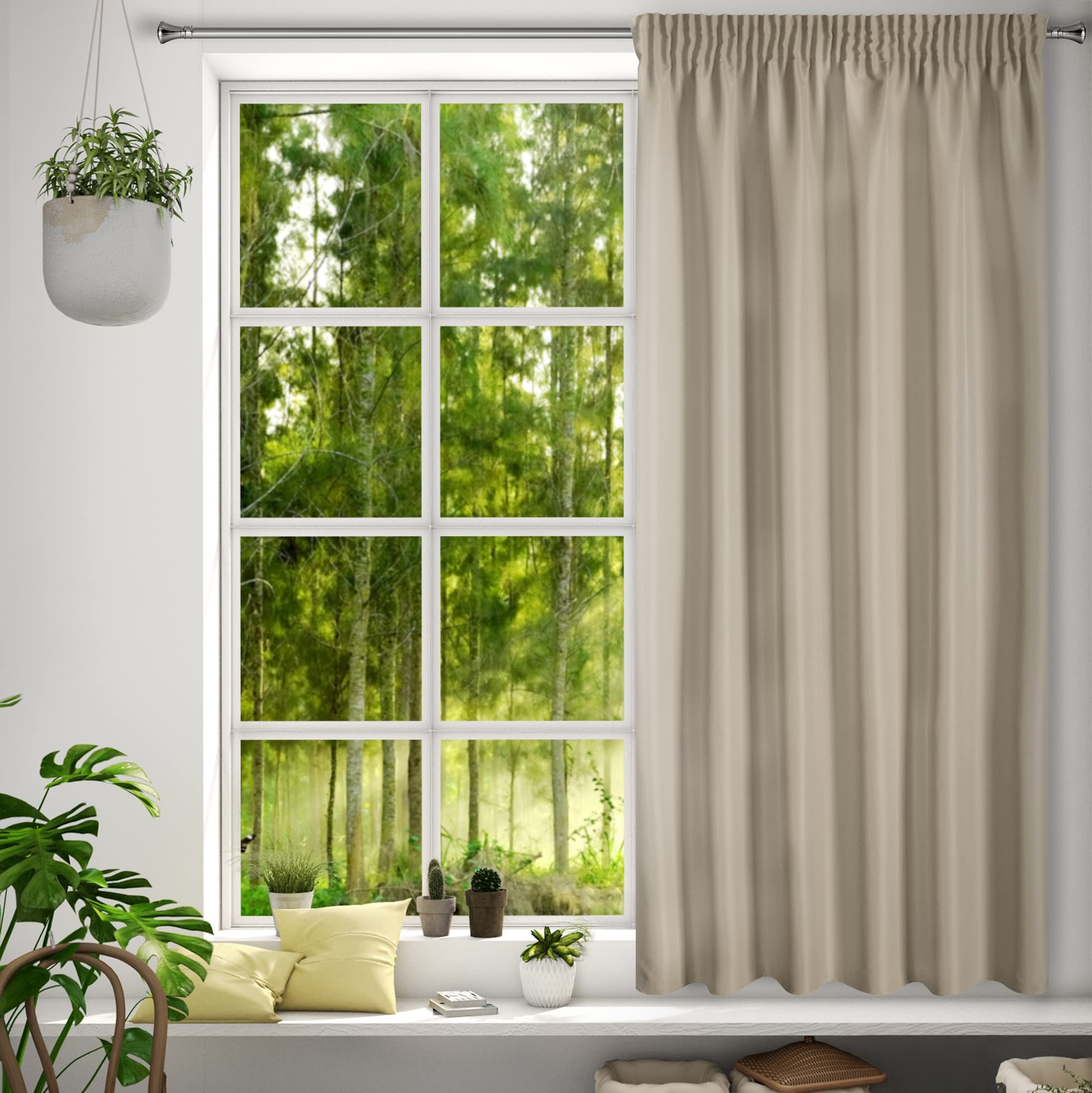 Eurofirany RITA Smooth Plain Modern Curtain with Rufflette Tape For Rail - 1 Unit, Bedroom, Living Room, Lounge, Kitchen, 140g m/2, W55 x L69, Cappuccino