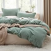 Bedsure Sage Green Duvet Cover Full Size - 3 Pieces Prewashed Extra Soft Cotton-Like Polyester Bedding Set, Includes 1 Duvet Cover 80x90 Inches with Zipper Closure & 2 Pillow Shams, No Comforter
