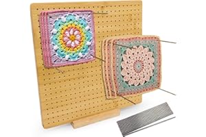 YIKAROELI 13" Crochet Square Blocking Board for Crocheting with 15 Stainless Steel Rods, Crochet Blocking Board with Pegs, Granny Square Blocking Board Gifts for Mothers, Grandmothers, Knitting Enthusiast...
