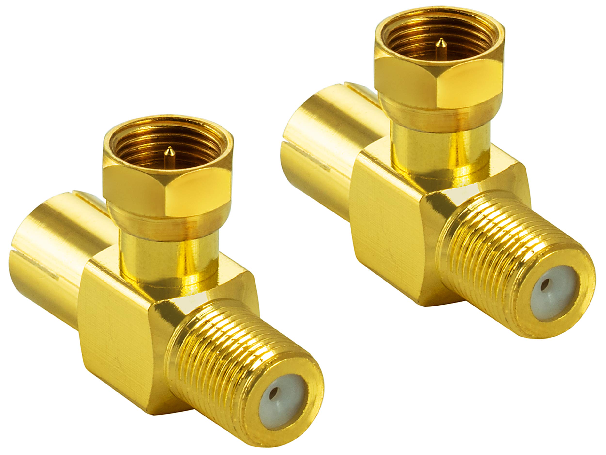 POPPSTAR 2x Sat TV Coax Adapter Distributor T-piece (F plug to IEC antenna socket and F socket), gold plated