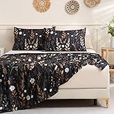 Botanical 6-Piece Queen Bed Sheets Set, Boho Floral Print Brushed Microfiber Sheets, Cooling Bed Sheet Set, Ultra Soft & Breathable, 16' Deep Pocket Fitted Sheet & Pillowcase Set, Beige Brown Leaves