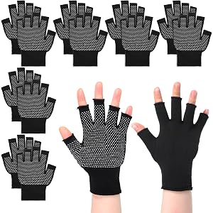 6 Pairs Fingerless Work Gloves for Men, Lightweight Half Finger Gloves | Breathable Touchscreen Compatible Anti-Slip Grip Thi