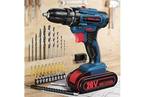 VIWKO Cordless Drill 20V, Drill Set with 42pcs Accessories and Battery 2.0Ah, Electric Drill 25+1 Torque Setting, 2 Speed, 3/8" Keyless Chuck, LED Light, Electric Power Drill for Home DIY and Garden Repair