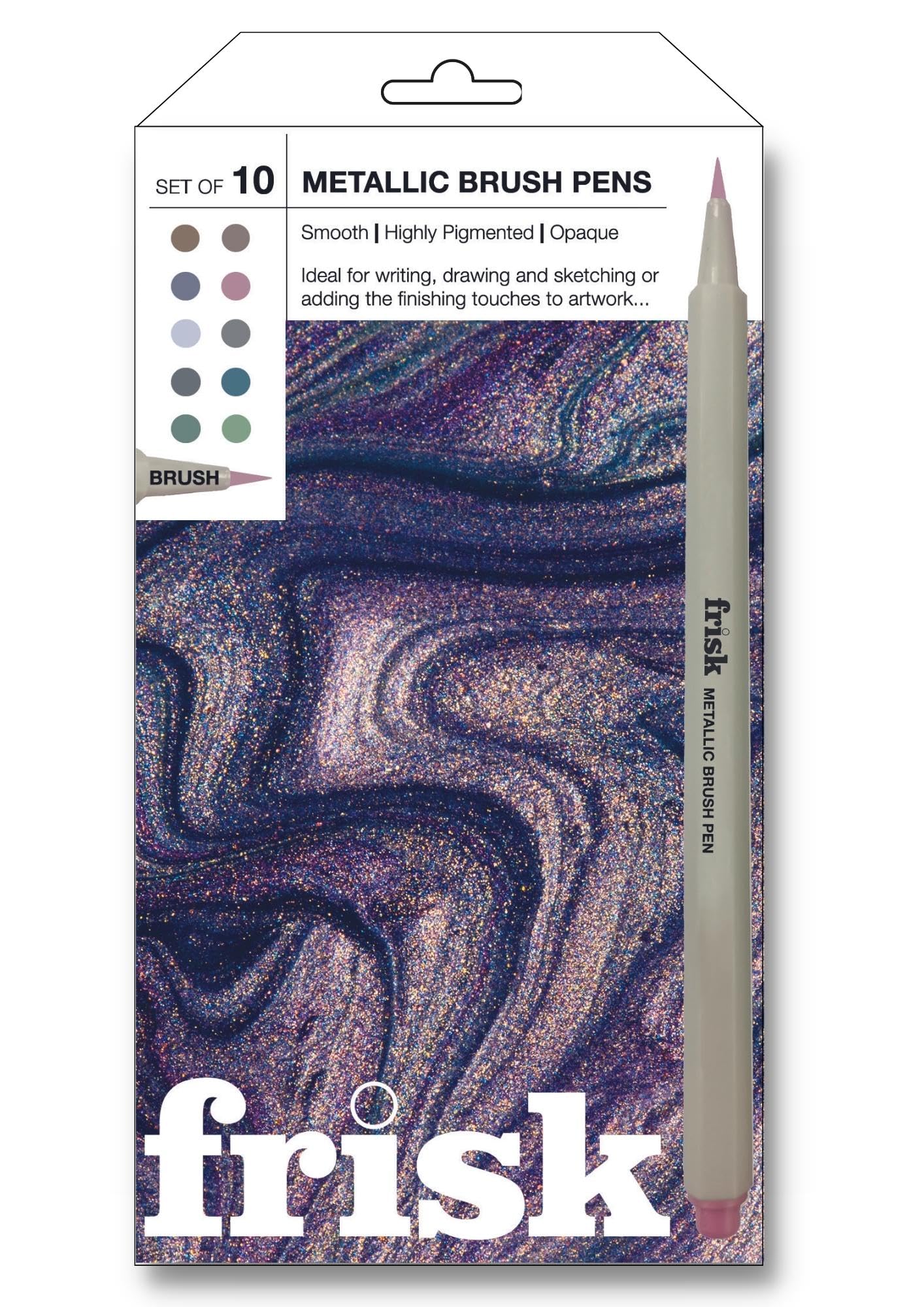 Frisk Metallic Brush Pen Set of 10 (1mm Brush)