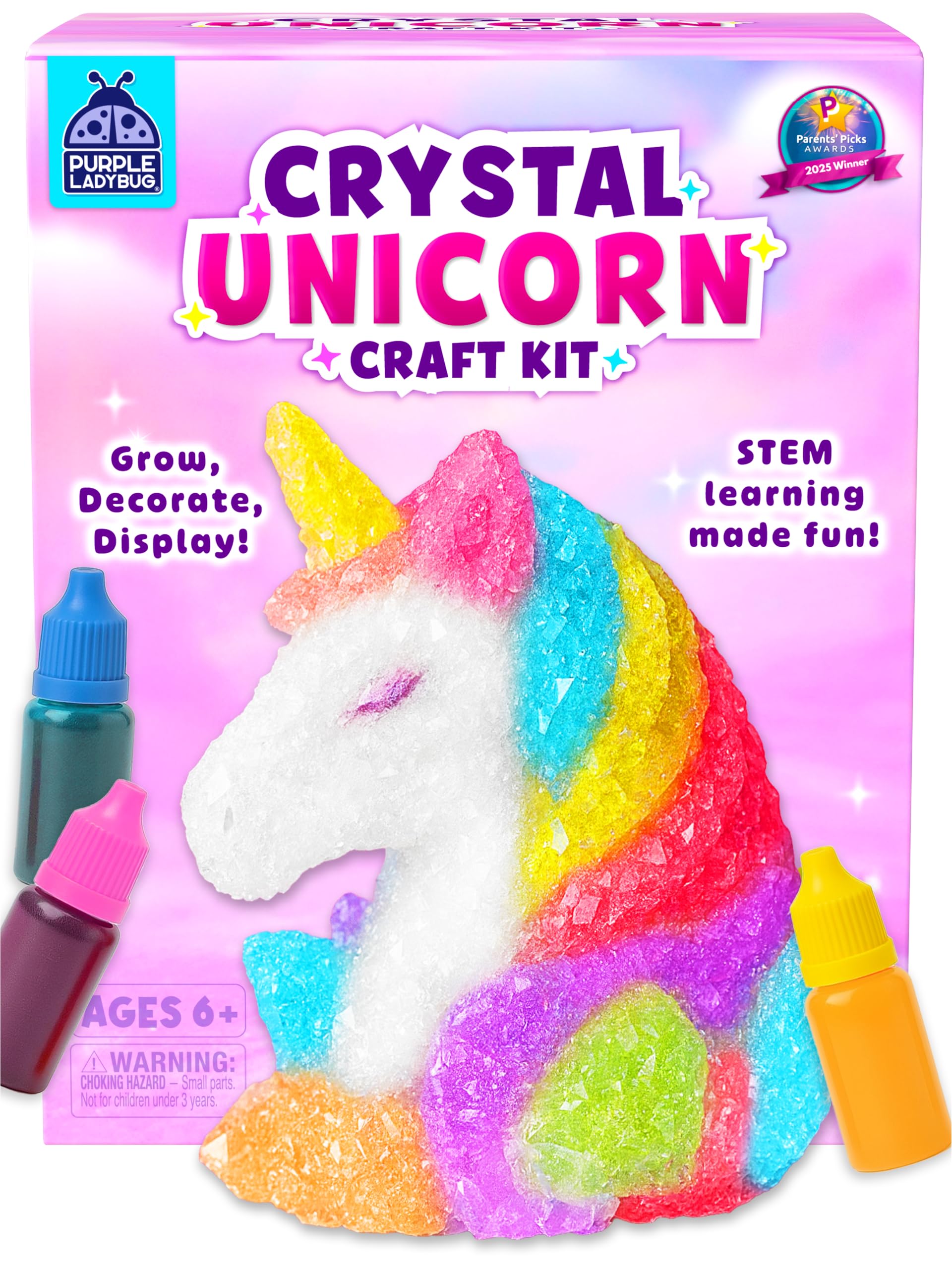 PURPLE LADYBUG Crystal growing Kit For Kids - All-In-One Educational Gifts for Girls 8-12 Years Old, Crystal Making Experiment, Unicorn Theme STEM Kit For Girls, Fun Science Activity For Kids