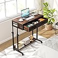 Tribesigns Portable Desk with Drawers, Mobile Laptop Desk with Wheels, Sofa Side Table Small Portable Standing Rolling Table for Home Office