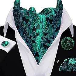 Ailisus Cravat Tie and Lapel Pin Set Mens Green