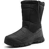 AIVEJE Men’s Snow Boots Winter Waterproof Warm Boots Zipper Closure Outdoor Cold Weather Insulated Shoes
