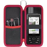 Flaxune Hard Travel Case for Garmin GPSMAP H1/H1i Plus GPS Navigator | Shockproof, With Carabiner, Hard Shell Exterior, Storage Compartment, Portable Carrying Box, Black Case+Red Zipper