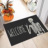 KIYIYZER Skull Door Mat Funny Halloween Doormat Indoor Outdoor Entrance Welcome Mats Non-Slip Rug for Home Farmhouse Decor 17 X 29 Inch