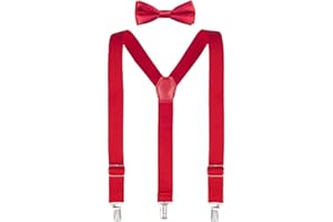 Lilax Boys Solid Color Adjustable Elastic Suspender & Bow Tie for Kids and Baby