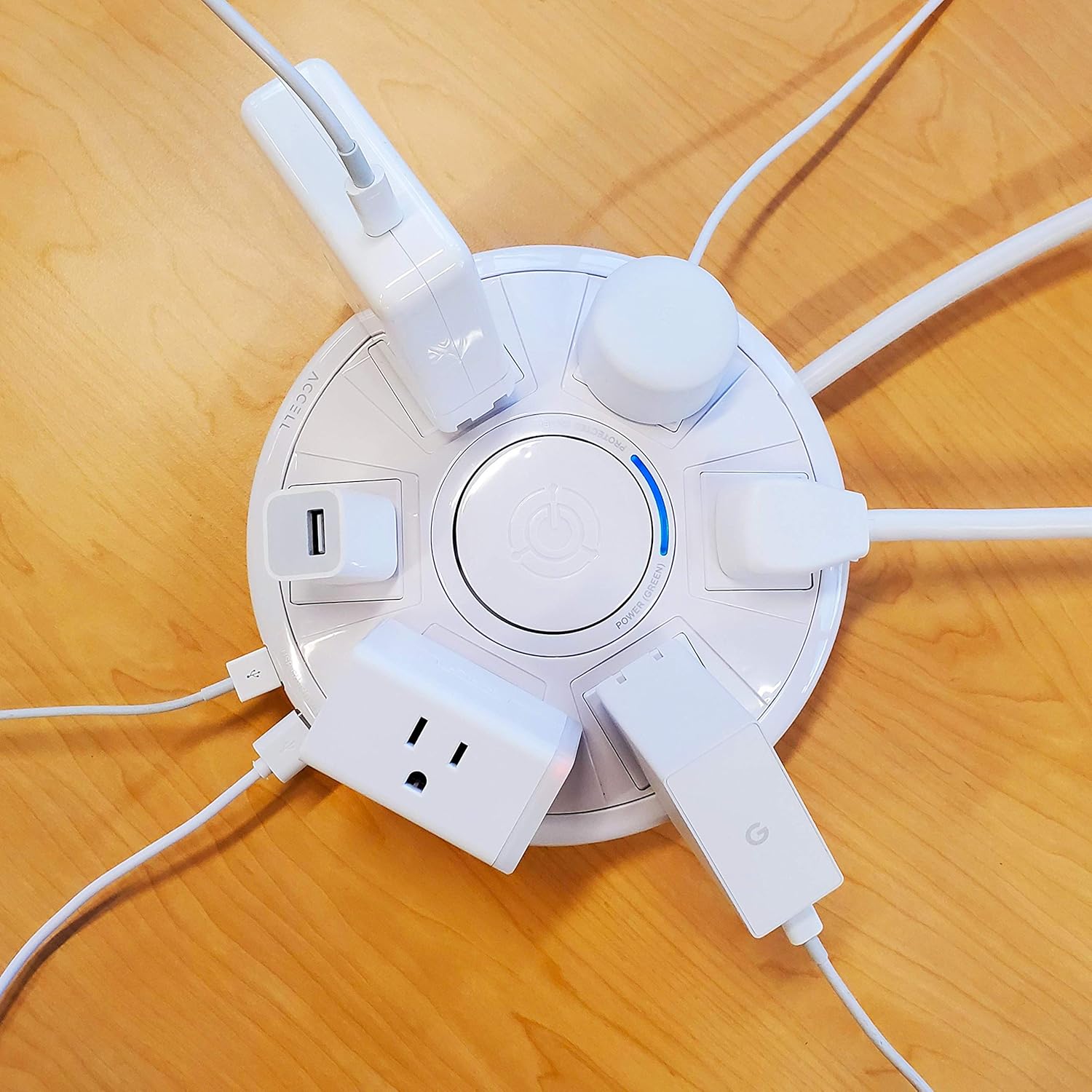 Accell Power Air - Surge Protector and USB Charging Station - White, 6 ft (1.8 m), (Model: D080B-048F): Electronics