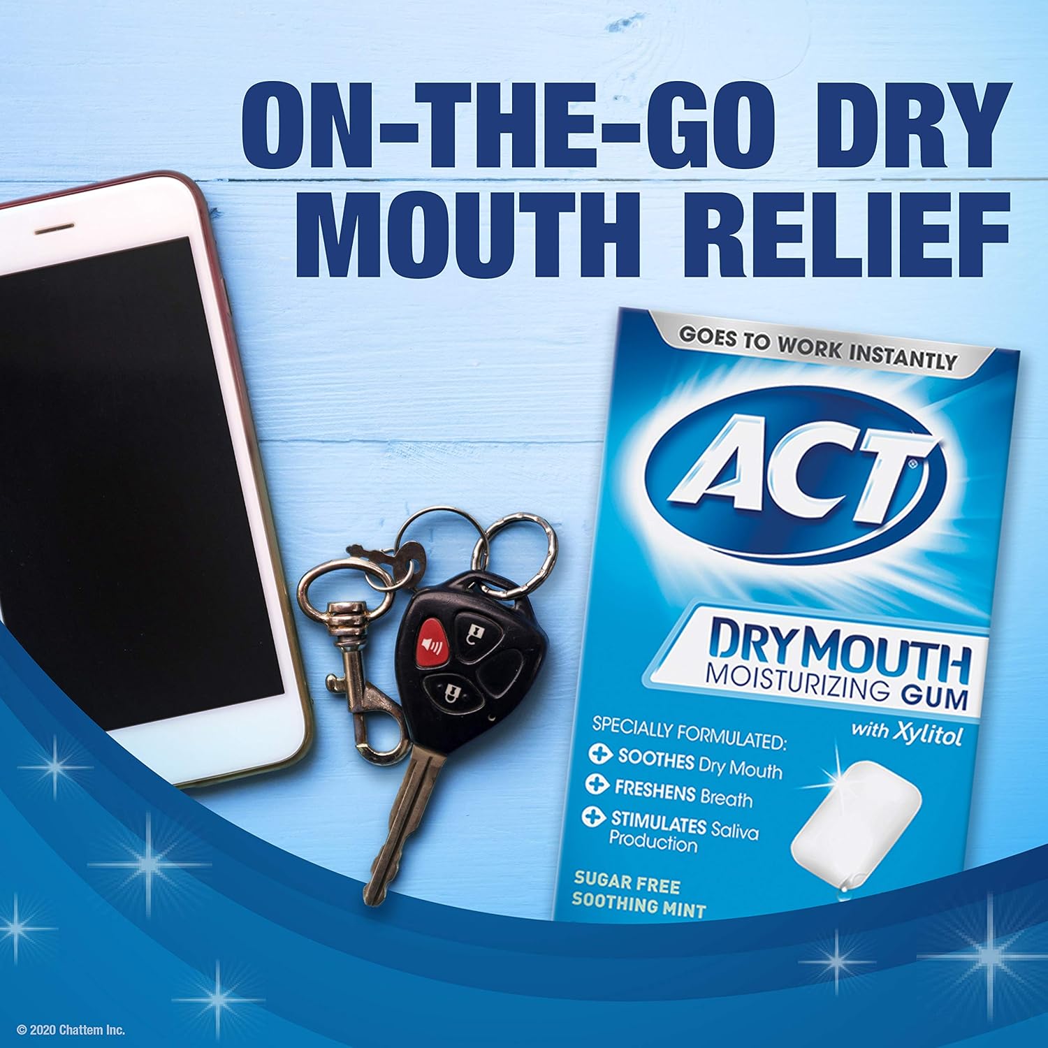 ACT Dry Mouth Moisturizing Gum with Xylitol, Sugar-Free Soothing Mint, 20 Pieces Sugar-Free Dry Mouth Gum (Packaging may Vary): Health & Personal Care