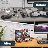 Teslyar Wood Phone Docking Station Ash Nightstand Organizer Brown view 3