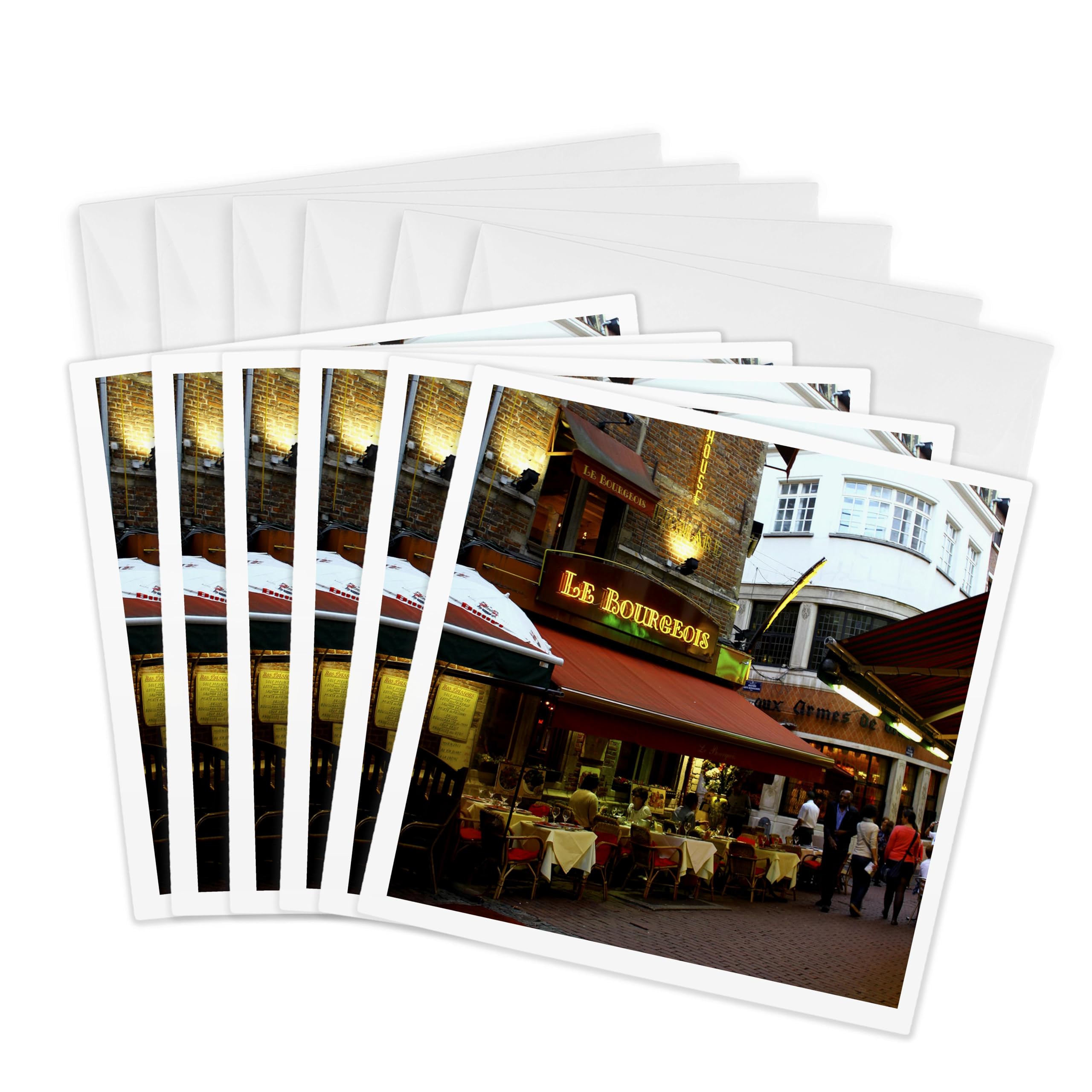 3dRose gc_38337_1 6 x 6-Inch "Nightlife in Brussels Which is Known to Be The Center of Europe" Greeting Card (Pack of 6)