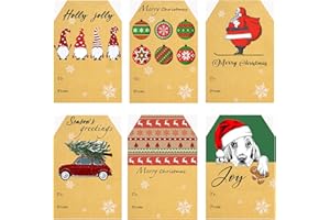 KZCUVNV Christmas Gift Tags, 120 PCS Christmas Gift Tags Self-Adhesive,Gift Tags for Christmas Presents, Kraft Christmas Gift Tags Sticker for Boxes, Envelope, Bags, Holiday Decoration