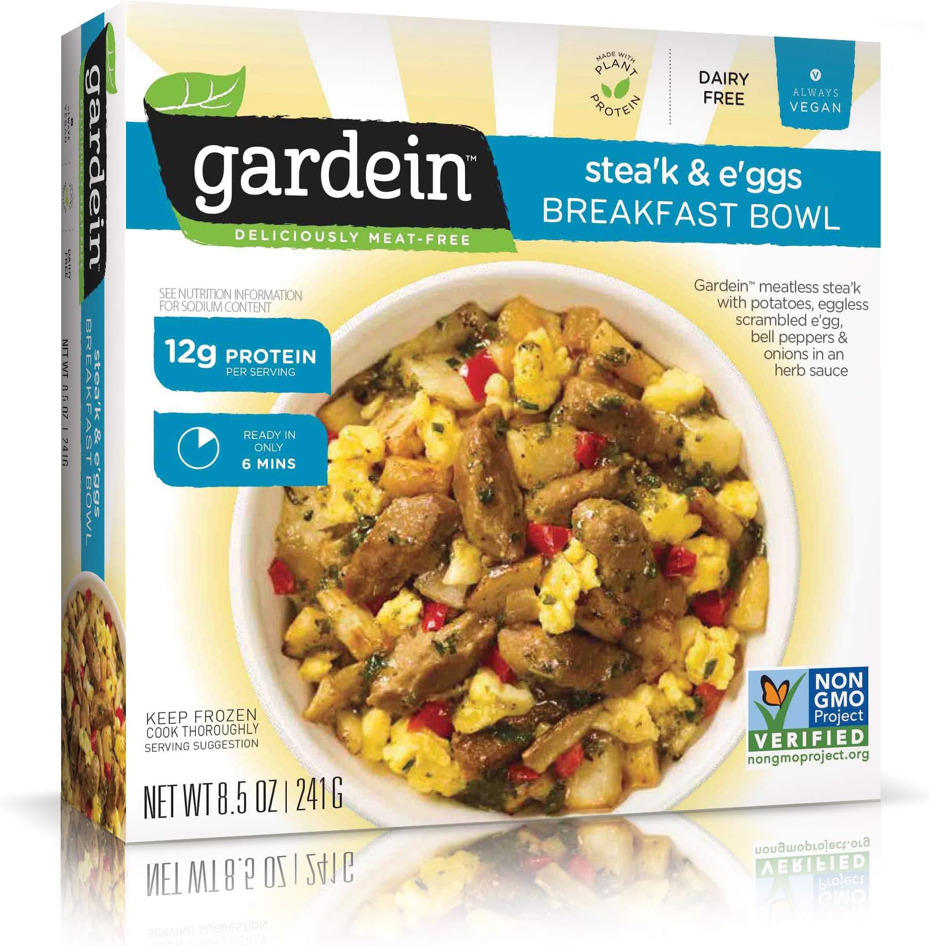 Gardein Plant-Based Stea'k & E'ggs Breakfast Bowl, Vegan, Frozen, 8.5 oz.