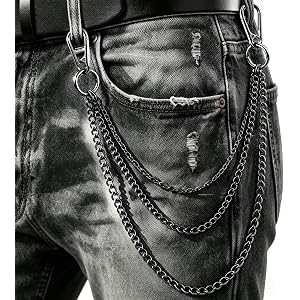 Sduphs 3-Layer Wallet Chain for Men & Women, Punk Gothic Pant Chain | Easy-to-Use Keyring Clasp, Flexible Interchangeable Key
