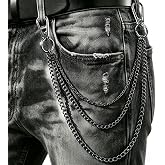 Sduphs 3-Layer Wallet Chain for Men & Women, Punk Gothic Pant Chain | Easy-to-Use Keyring Clasp, Flexible Interchangeable Key Rings, Designed for Jeans, Pants, and Streetwear