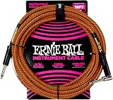Ernie Ball Braided Instrument Cable 18ft Straight to Angle Pumpkin Pie