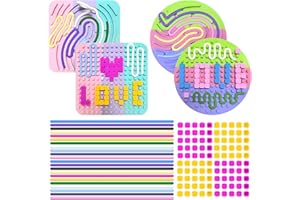 YIWEI Sensory Activity Board for Kids, 2 Pack Silicone Fidget Toy Square+Round, Calm Down Toy for Stress Anxiety Autism ADHD, Xmas Birthday New Year Gifts for Kids 3+ with 22 Strings 50 Buttons