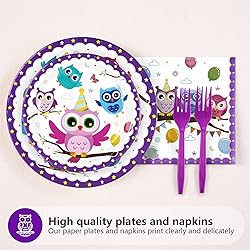 96 Pcs Owl Birthday Party Supplies Cute Cartoon Owl